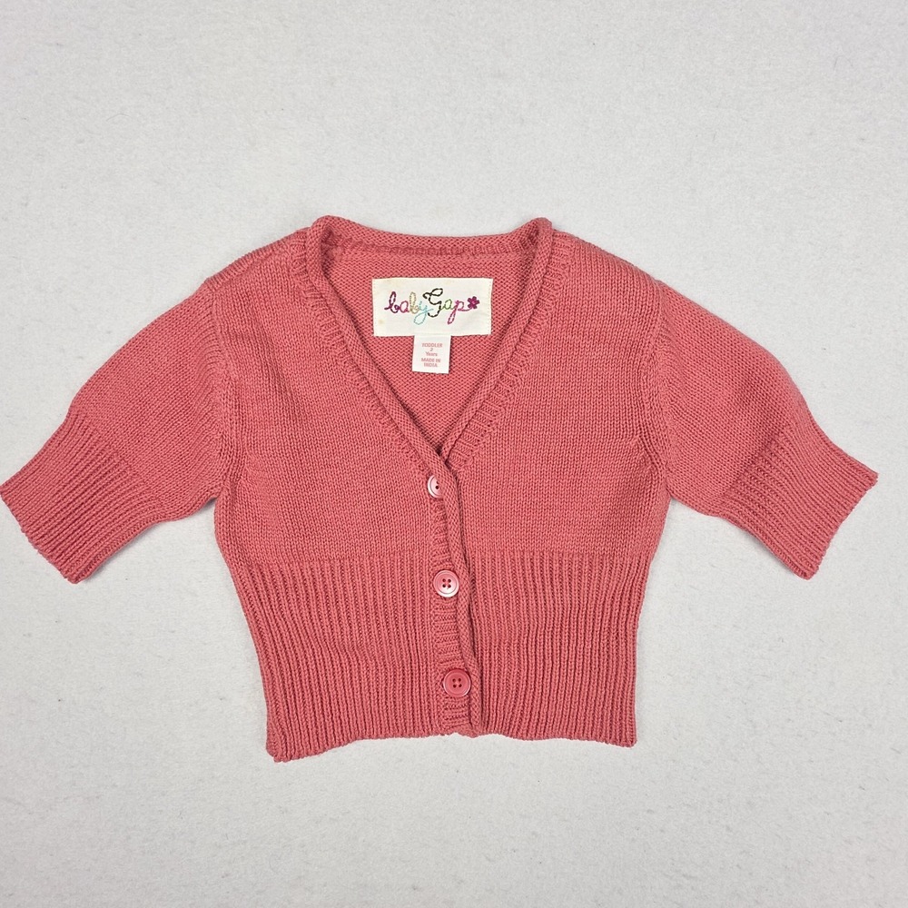 Baby Gap Girls Cardigan 2T Mauve Pink 3/4 Sleeve Super Soft Cotton/Wool Blend‎
